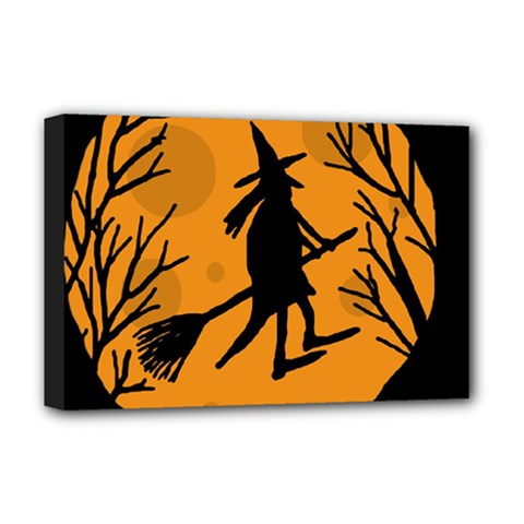 Halloween Witch - Orange Moon Deluxe Canvas 18  X 12   by Valentinaart