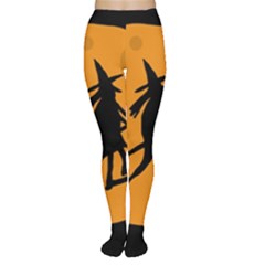 Halloween Witch - Orange Moon Women s Tights by Valentinaart