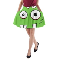 Halloween Frankenstein - Green A-line Pocket Skirt by Valentinaart