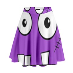 Halloween Frankenstein - Purple High Waist Skirt