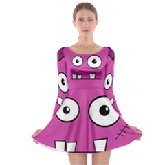 Halloween Frankenstein - Pink Long Sleeve Skater Dress by Valentinaart