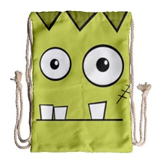 Halloween Frankenstein -yellow Drawstring Bag (large) by Valentinaart