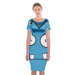 Halloween Frankenstein - Blue Classic Short Sleeve Midi Dress by Valentinaart