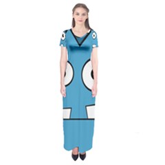 Halloween Frankenstein - Blue Short Sleeve Maxi Dress