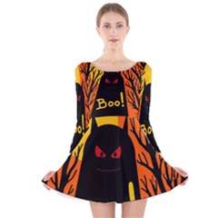 Halloween Monster Long Sleeve Velvet Skater Dress by Valentinaart