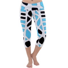 Light Blue Decor Capri Yoga Leggings by Valentinaart