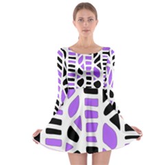 Purple Abstract Decor Long Sleeve Skater Dress by Valentinaart