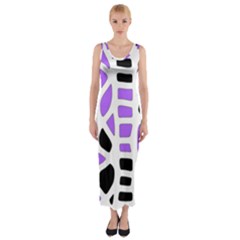 Purple Abstract Decor Fitted Maxi Dress by Valentinaart