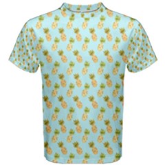 Tropical Watercolour Pineapple Pattern Men s Cotton Tee by TanyaDraws