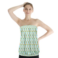 Tropical Watercolour Pineapple Pattern Strapless Top