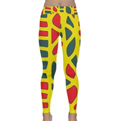 Yellow, Green And Red Decor Yoga Leggings  by Valentinaart