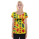 Yellow, green and red decor Women s Cap Sleeve Top View1