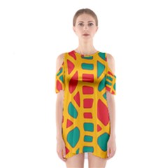 Abstract Decor Cutout Shoulder Dress by Valentinaart