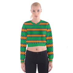 Orange Green Chains                                                                                              Women s Cropped Sweatshirt by LalyLauraFLM