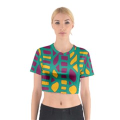 Green, Purple And Yellow Decor Cotton Crop Top by Valentinaart