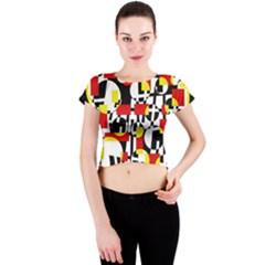 Red And Yellow Chaos Crew Neck Crop Top by Valentinaart