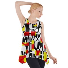 Red And Yellow Chaos Side Drop Tank Tunic by Valentinaart