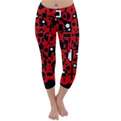 Red Capri Winter Leggings  by Valentinaart