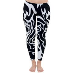 Black And White Decor Winter Leggings  by Valentinaart