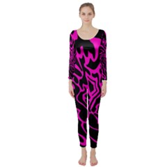 Magenta And Black Long Sleeve Catsuit by Valentinaart