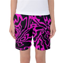 Magenta And Black Women s Basketball Shorts by Valentinaart