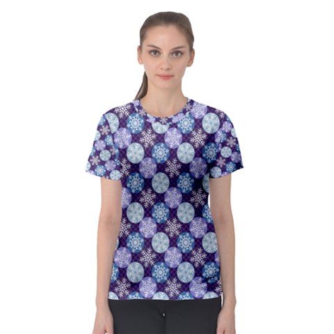 Snowflakes Pattern Women s Sport Mesh Tee by DanaeStudio