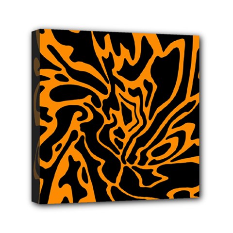 Orange And Black Mini Canvas 6  X 6  by Valentinaart