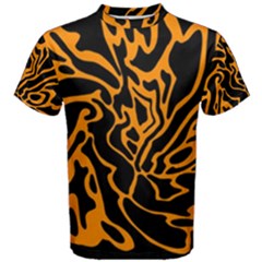 Orange And Black Men s Cotton Tee by Valentinaart