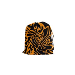 Orange And Black Drawstring Pouches (xs)  by Valentinaart