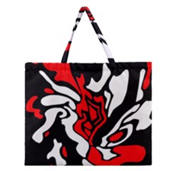 Red, Black And White Decor Zipper Large Tote Bag by Valentinaart