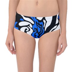Blue, black and white decor Mid-Waist Bikini Bottoms