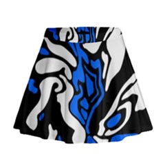 Blue, black and white decor Mini Flare Skirt