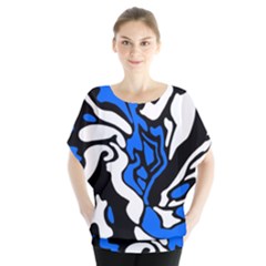 Blue, black and white decor Blouse