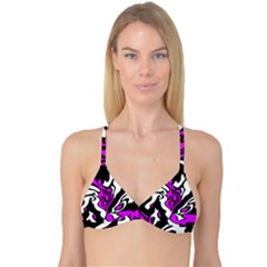 Purple, White And Black Decor Reversible Tri Bikini Top by Valentinaart