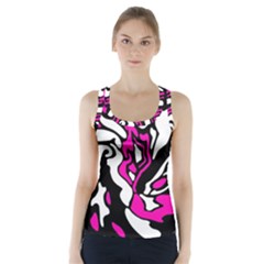Magenta, Black And White Decor Racer Back Sports Top