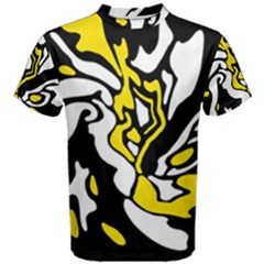 Yellow, Black And White Decor Men s Cotton Tee by Valentinaart