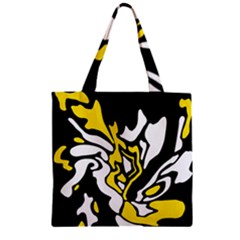 Yellow, Black And White Decor Zipper Grocery Tote Bag by Valentinaart