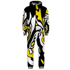 Yellow, Black And White Decor Hooded Jumpsuit (men)  by Valentinaart