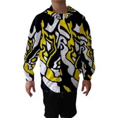 Yellow, Black And White Decor Hooded Wind Breaker (kids) by Valentinaart