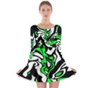 Green, white and black decor Long Sleeve Skater Dress View1