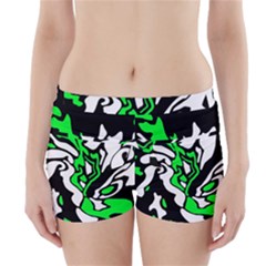 Green, White And Black Decor Boyleg Bikini Wrap Bottoms by Valentinaart