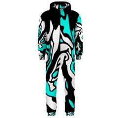Cyan, Black And White Decor Hooded Jumpsuit (men) 