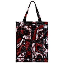 Red Black And White Abstract High Art Zipper Classic Tote Bag by Valentinaart