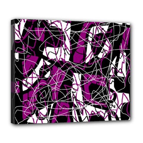 Purple, White, Black Abstract Art Deluxe Canvas 24  X 20   by Valentinaart