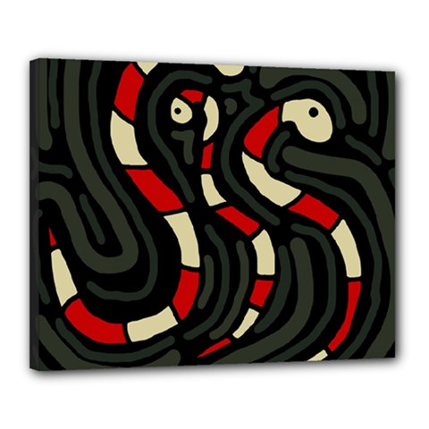 Red Snakes Canvas 20  X 16  by Valentinaart