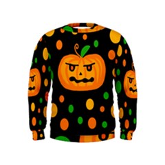 Halloween Pumpkin Kids  Sweatshirt by Valentinaart