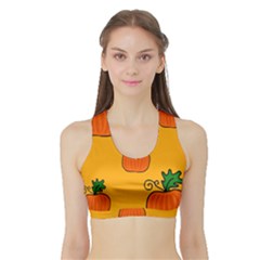 Thanksgiving Pumpkins Pattern Sports Bra With Border by Valentinaart