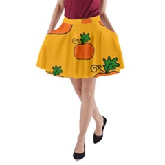 Thanksgiving Pumpkins Pattern A-line Pocket Skirt by Valentinaart