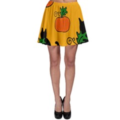 Halloween Pumpkins And Cats Skater Skirt by Valentinaart
