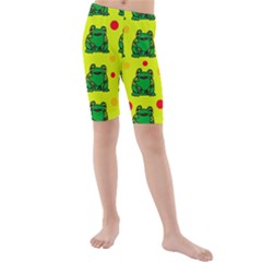 Green Frogs Kid s Mid Length Swim Shorts by Valentinaart